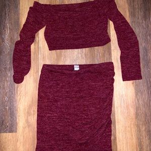 Red skirt set.